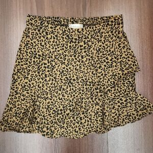 Altar'd State Leopard Print Mini Skirt Ruffled Size Small EUC